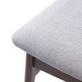 Set of 2 Scandinavian Dining Chairs, Curved Wood Back & Gray Fabric Seat