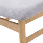 Set of 2 Scandinavian Dining Chairs, Curved Wood Back & Gray Fabric Seat