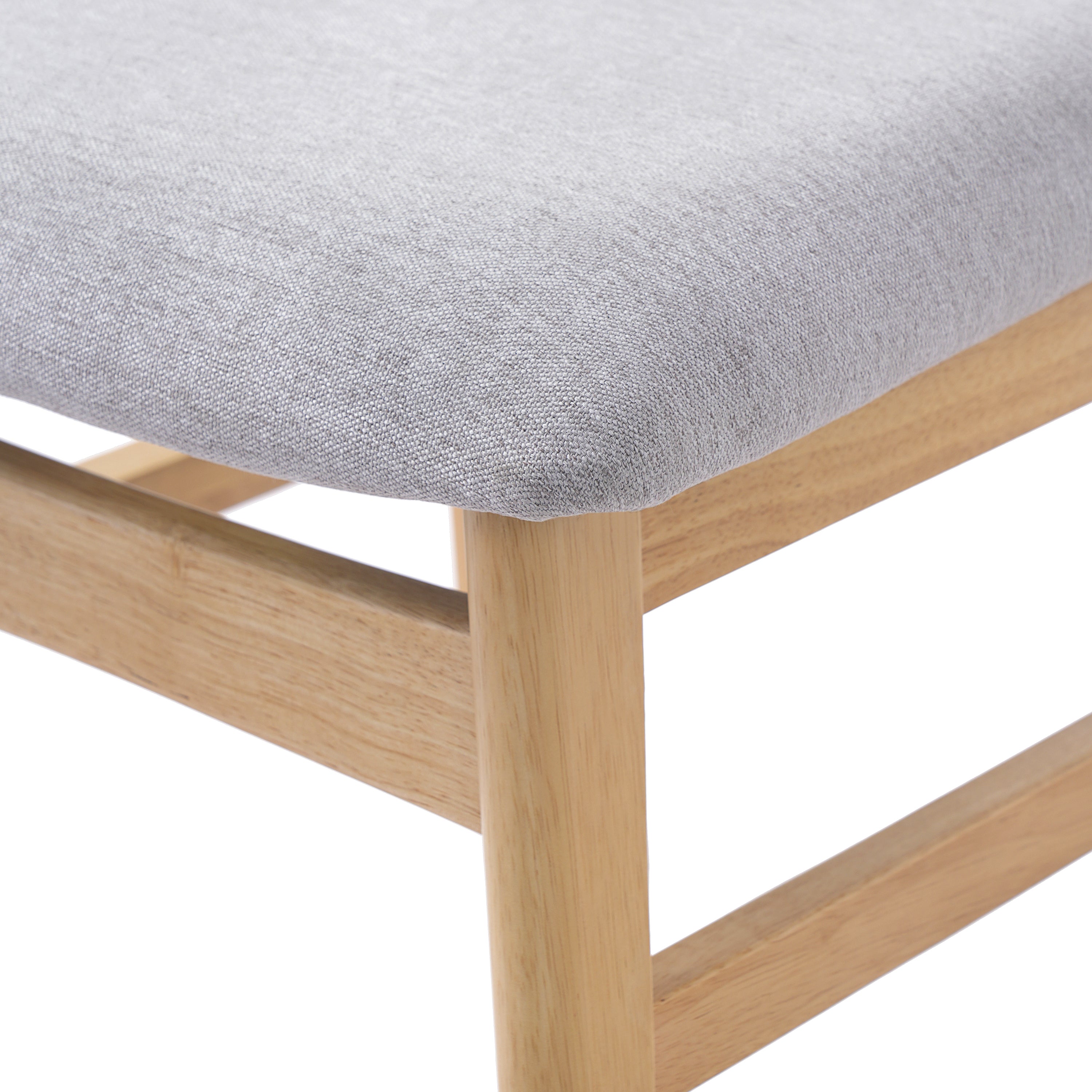 Set of 2 Scandinavian Dining Chairs, Curved Wood Back & Gray Fabric Seat