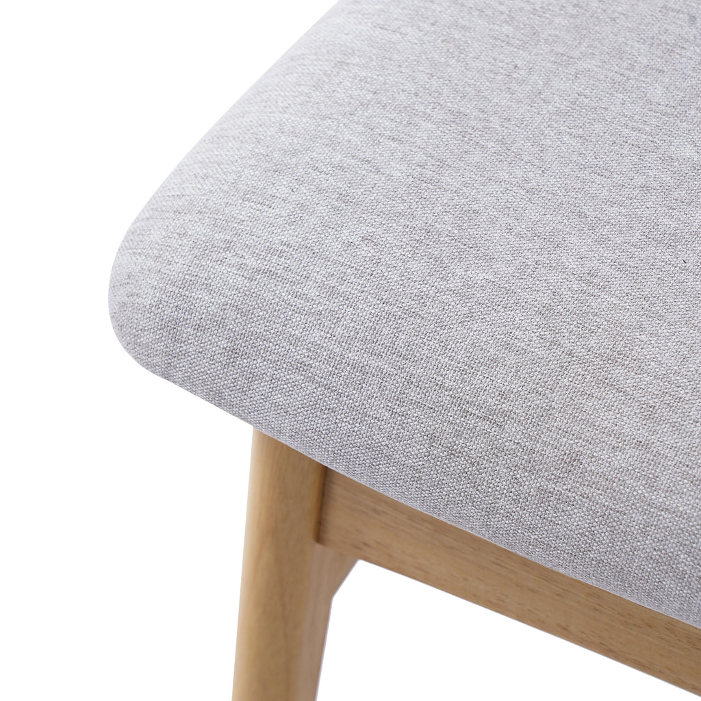 Set of 2 Scandinavian Dining Chairs, Curved Wood Back & Gray Fabric Seat
