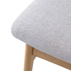 Set of 2 Scandinavian Dining Chairs, Curved Wood Back & Gray Fabric Seat