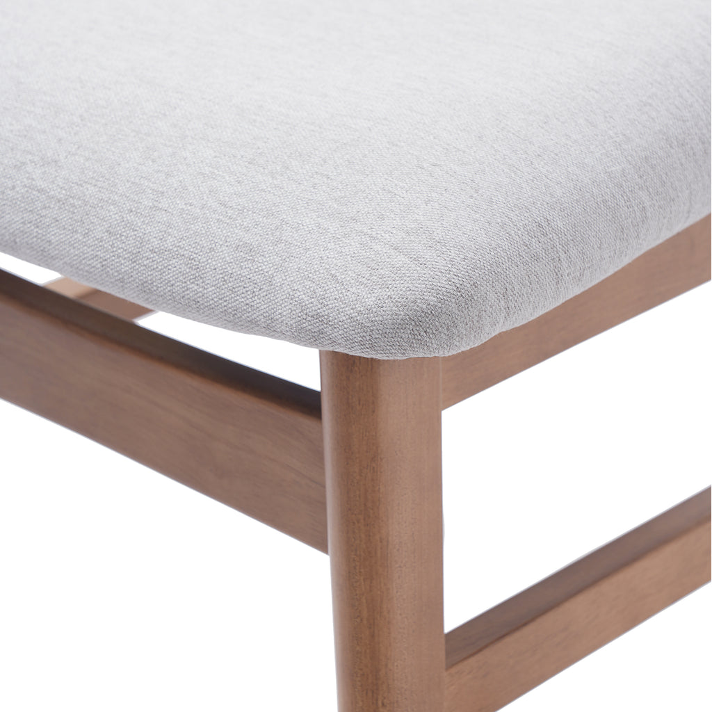 Set of 2 Scandinavian Dining Chairs, Curved Wood Back & Gray Fabric Seat