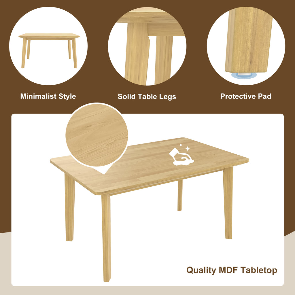 GDF Studio Wood Dining Table, 47-Inch Rectangular Kitchen Table with Tapered Legs, Farmhouse Style