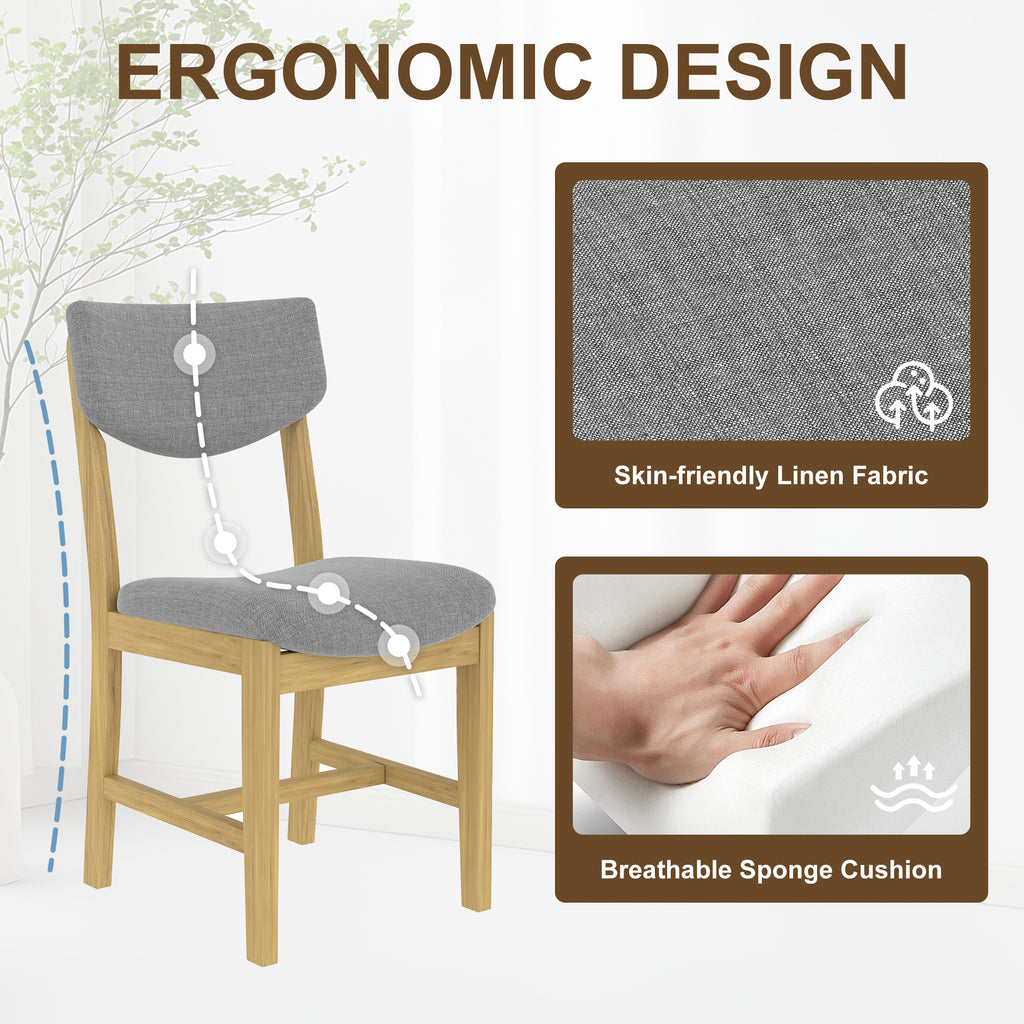 GDF Studio Upholstered Wood Dining Chair with Padded Seat, Gray Fabric Kitchen Chair