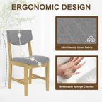 GDF Studio Upholstered Wood Dining Chair with Padded Seat, Gray Fabric Kitchen Chair