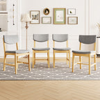 GDF Studio Upholstered Wood Dining Chair with Padded Seat, Gray Fabric Kitchen Chair