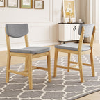 GDF Studio Upholstered Wood Dining Chair with Padded Seat, Gray Fabric Kitchen Chair