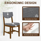 GDF Studio Upholstered Wood Dining Chair with Padded Seat, Gray Fabric Kitchen Chair