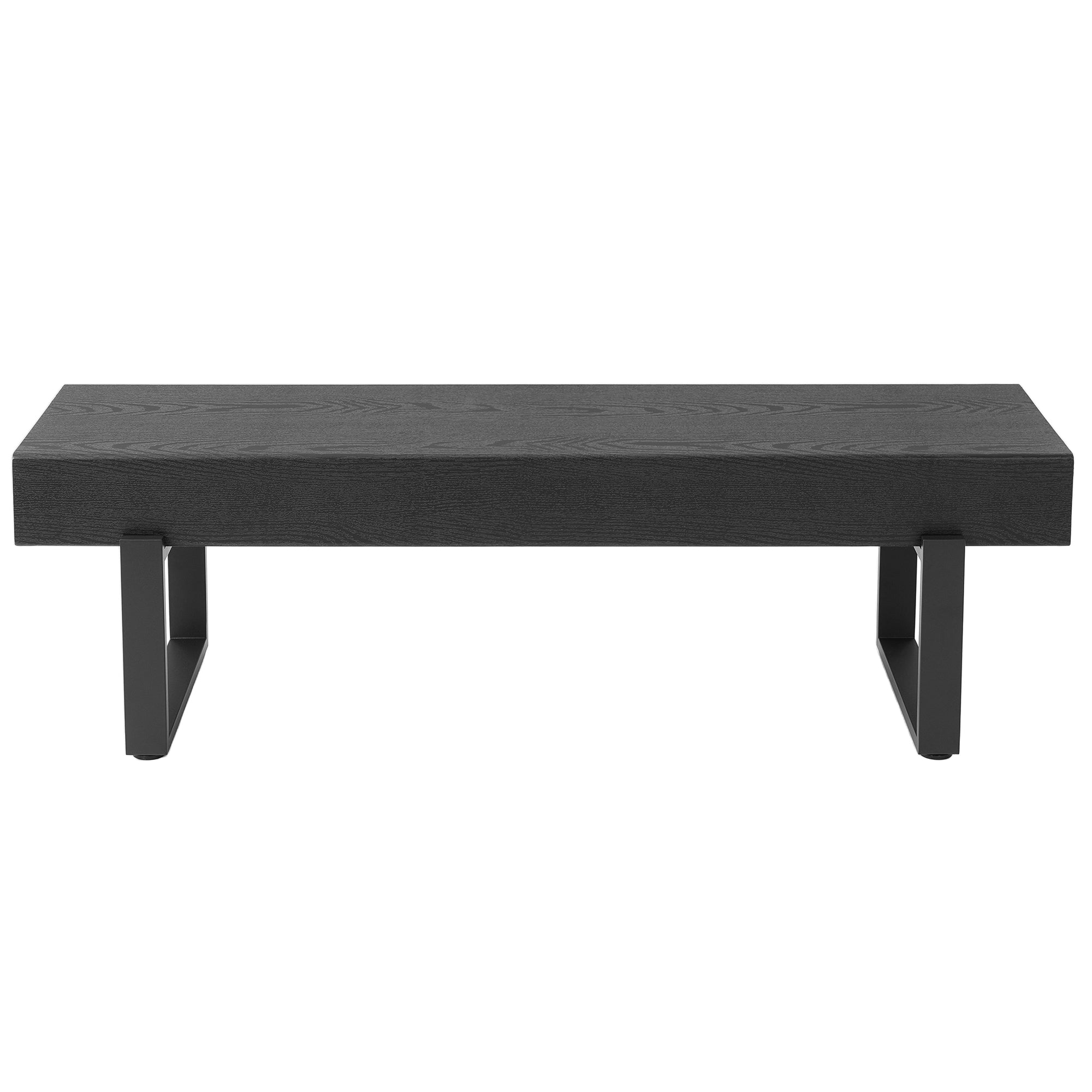 Modern Black Entryway Bench with Metal Legs, MDF Seat Shoe Bench for Bedroom, Dining Room & Hallway