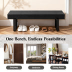 Modern Black Entryway Bench with Metal Legs, MDF Seat Shoe Bench for Bedroom, Dining Room & Hallway