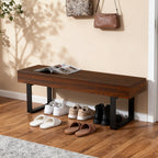 Modern Black Entryway Bench with Metal Legs, MDF Seat Shoe Bench for Bedroom, Dining Room & Hallway