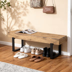 Modern Black Entryway Bench with Metal Legs, MDF Seat Shoe Bench for Bedroom, Dining Room & Hallway