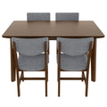 GDF Studio 5-Piece Solid Wood Dining Table Set with Upholstered Chairs, Rectangular Kitchen Table Set for 4
