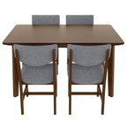 GDF Studio 5-Piece Solid Wood Dining Table Set with Upholstered Chairs, Rectangular Kitchen Table Set for 4