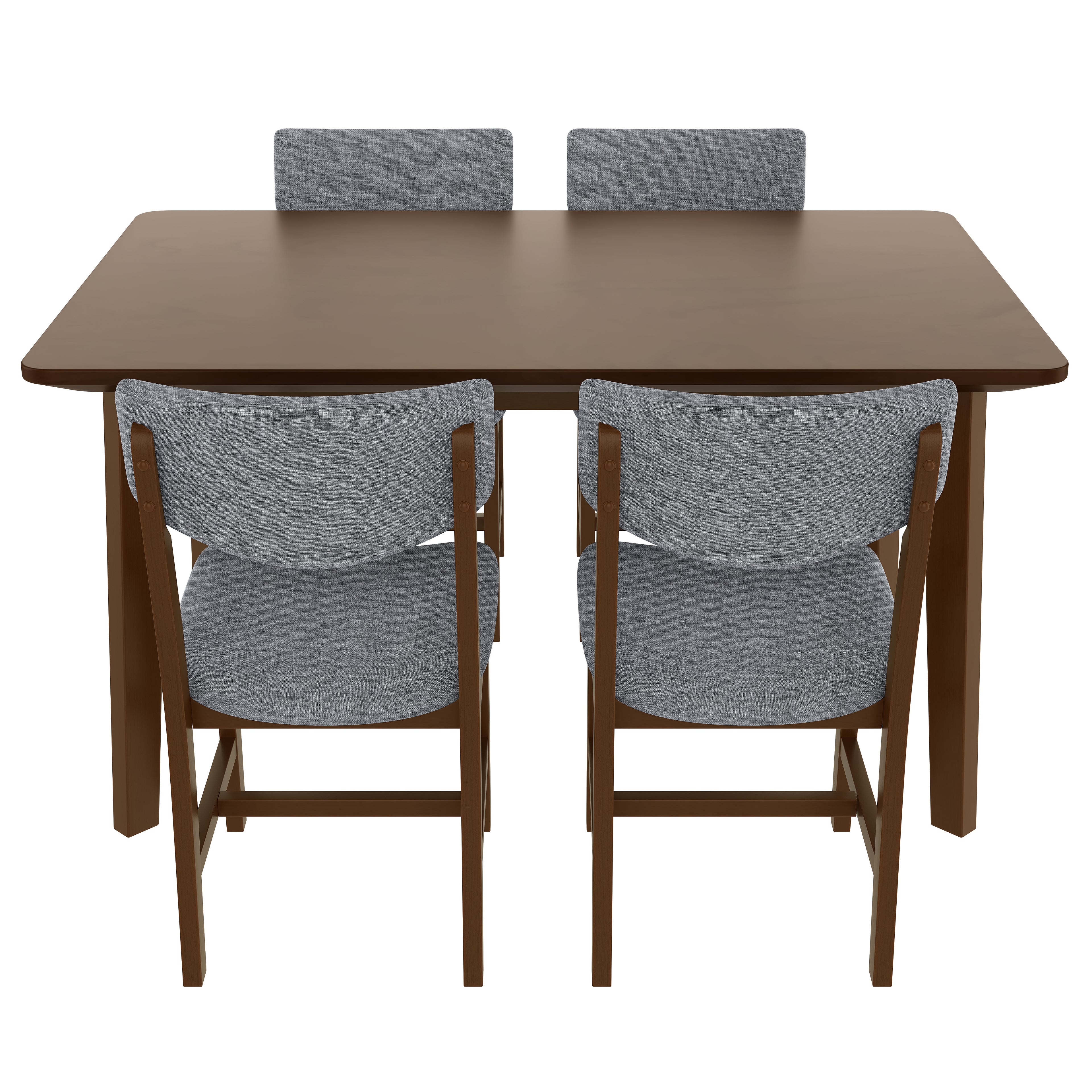 GDF Studio 5-Piece Solid Wood Dining Table Set with Upholstered Chairs, Rectangular Kitchen Table Set for 4