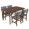 GDF Studio 5-Piece Solid Wood Dining Table Set with Upholstered Chairs, Rectangular Kitchen Table Set for 4