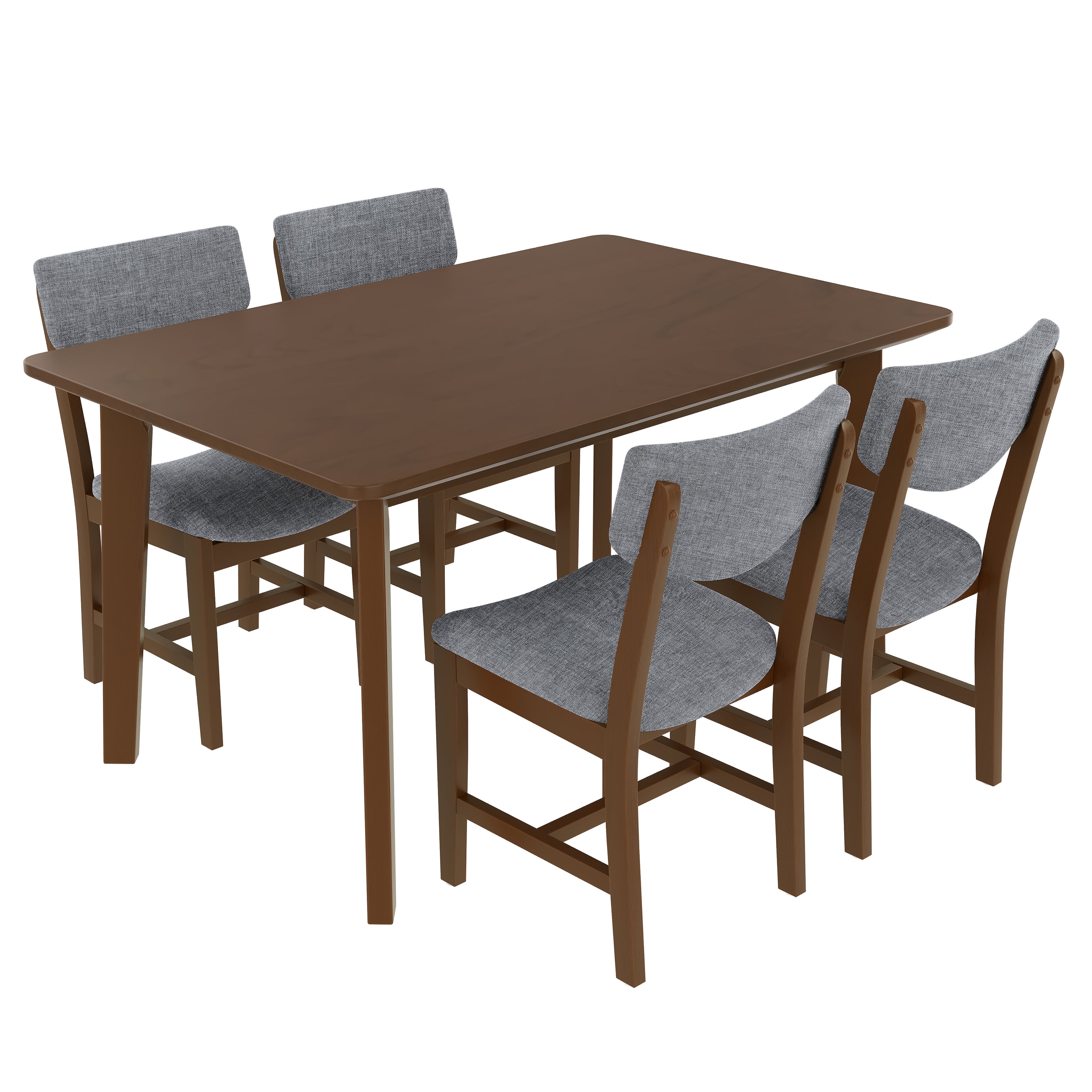 GDF Studio 5-Piece Solid Wood Dining Table Set with Upholstered Chairs, Rectangular Kitchen Table Set for 4