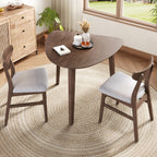 GDF Studio 3-Piece Solid Wood Dining Set with Triangular Table, Scandinavian Small Space Table & Chairs