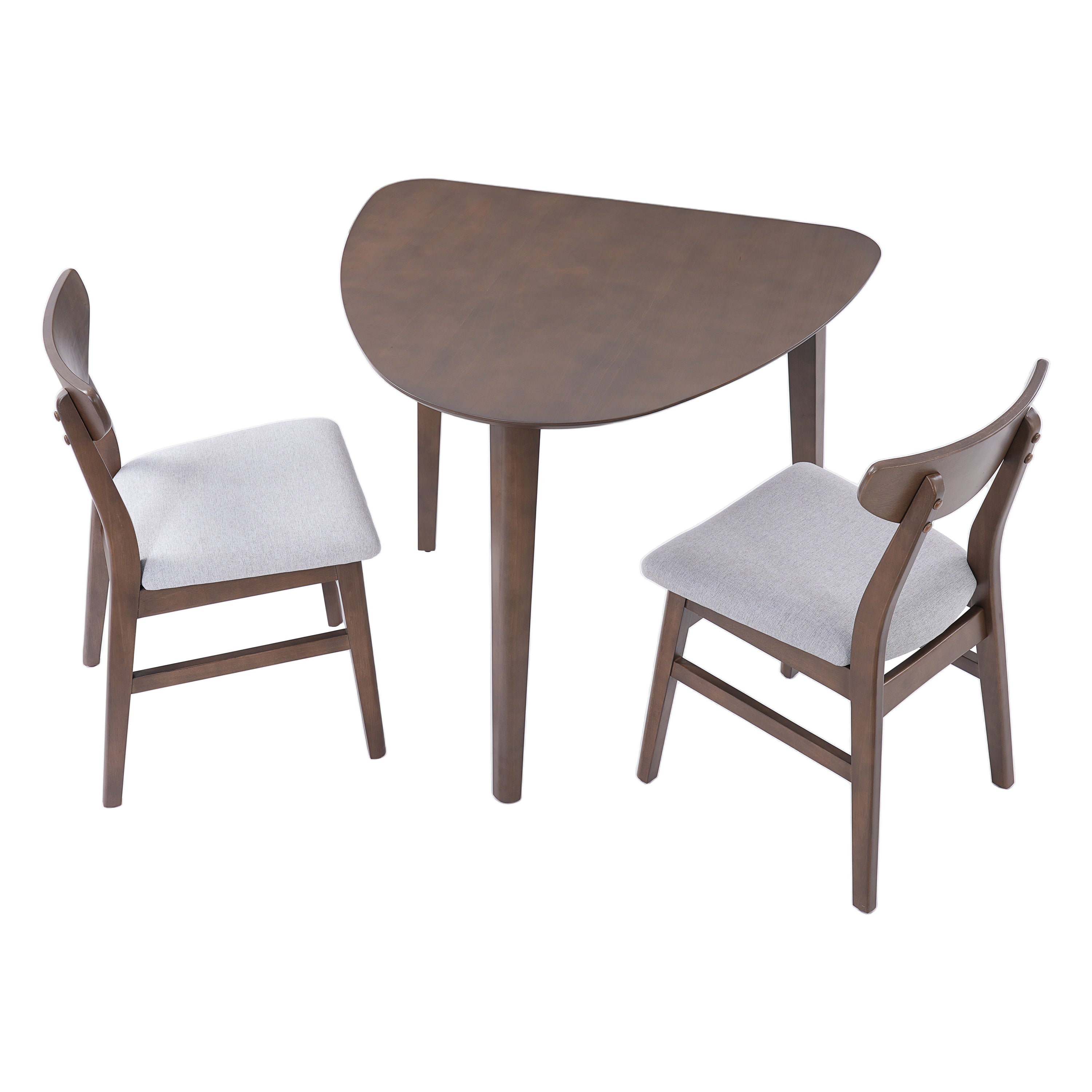 GDF Studio 3-Piece Solid Wood Dining Set with Triangular Table, Scandinavian Small Space Table & Chairs