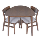 GDF Studio 3-Piece Solid Wood Dining Set with Triangular Table, Scandinavian Small Space Table & Chairs