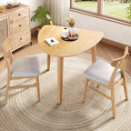 GDF Studio 3-Piece Solid Wood Dining Set with Triangular Table, Scandinavian Small Space Table & Chairs