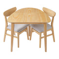 GDF Studio 3-Piece Solid Wood Dining Set with Triangular Table, Scandinavian Small Space Table & Chairs