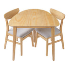 GDF Studio 3-Piece Solid Wood Dining Set with Triangular Table, Scandinavian Small Space Table & Chairs