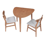 GDF Studio 3-Piece Solid Wood Dining Set with Triangular Table, Scandinavian Small Space Table & Chairs