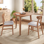 GDF Studio 3-Piece Solid Wood Dining Set with Triangular Table, Scandinavian Small Space Table & Chairs