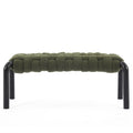 Christopher Knight Home Xander Modern Teddy Braided Upholstered Bench with Metal Legs, Olive Green