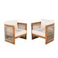 Christopher Knight Home Atoka Outdoor Rustic Acacia Wood and Rope Club Chair with Water-Resistant Cushions (Set of 2), Beige