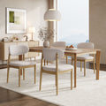 Christopher Knight Home Bulwarth Mid-Century Modern Rubberwood Upholstered Dining Chair with Curved Back (Set of 4), Natural/Beige