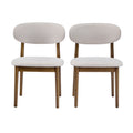 Christopher Knight Home Bulwarth Mid-Century Modern Rubberwood Upholstered Dining Chair with Curved Back (Set of 2), Beige/Walnut
