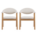 Christopher Knight Home Olena Modern Rubberwood Upholstered Dining Chairs with Curved Backrest (Set of 2), Beige/Natural