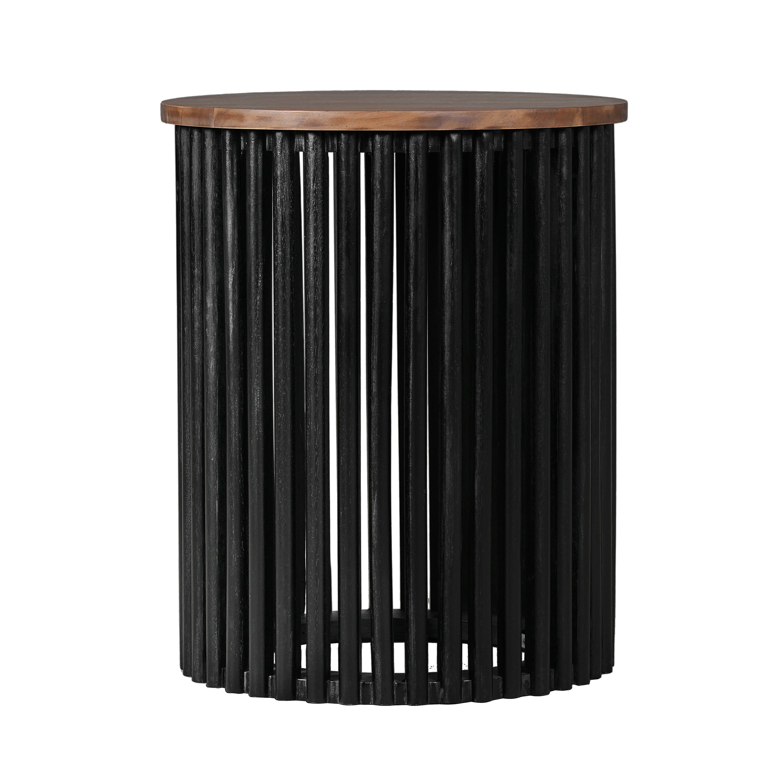 Christopher Knight Home Zanvia 17.5" Round Acacia Wood Handcrafted Side Table, Natural/Black