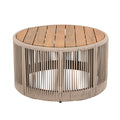 Christopher Knight Home Penley Outdoor Rustic Acacia Wood and Iron Round Coffee Table with Rope Accents, Beige