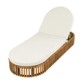 Christopher Knight Home Justine Outdoor Acacia Wood Chaise Lounge with Curve Cushion, Cream/Teak