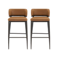 Christopher Knight Home Carolyn Industrial Metal and Leathaire Barstool (Set of 2), Brown