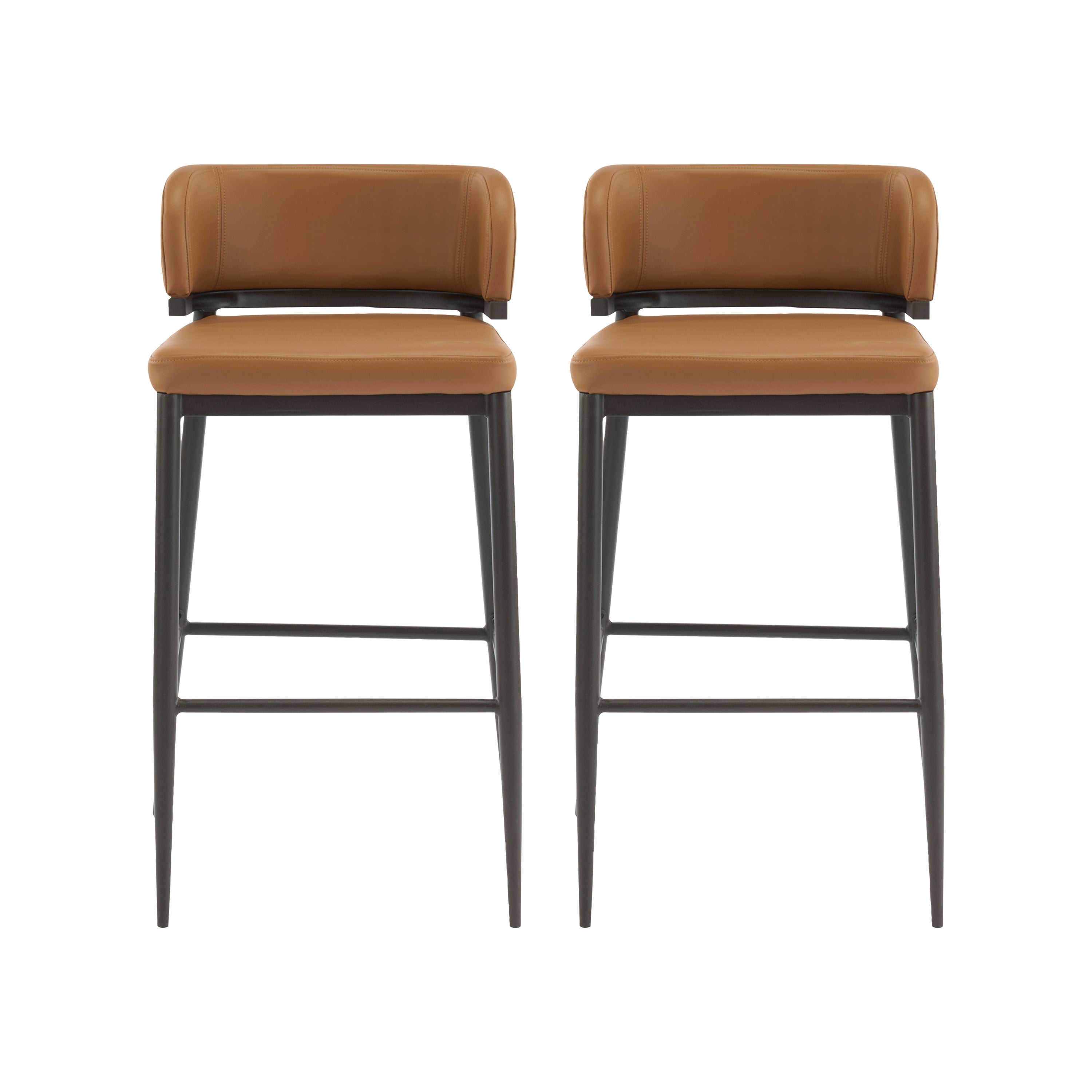Christopher Knight Home Carolyn Industrial Metal and Leathaire Barstool (Set of 2), Brown