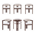 Christopher Knight Home Rhiannon Mid-Century Modern Rubberwood Upholstered Dining Chairs (Set of 6), Beige/Walnut