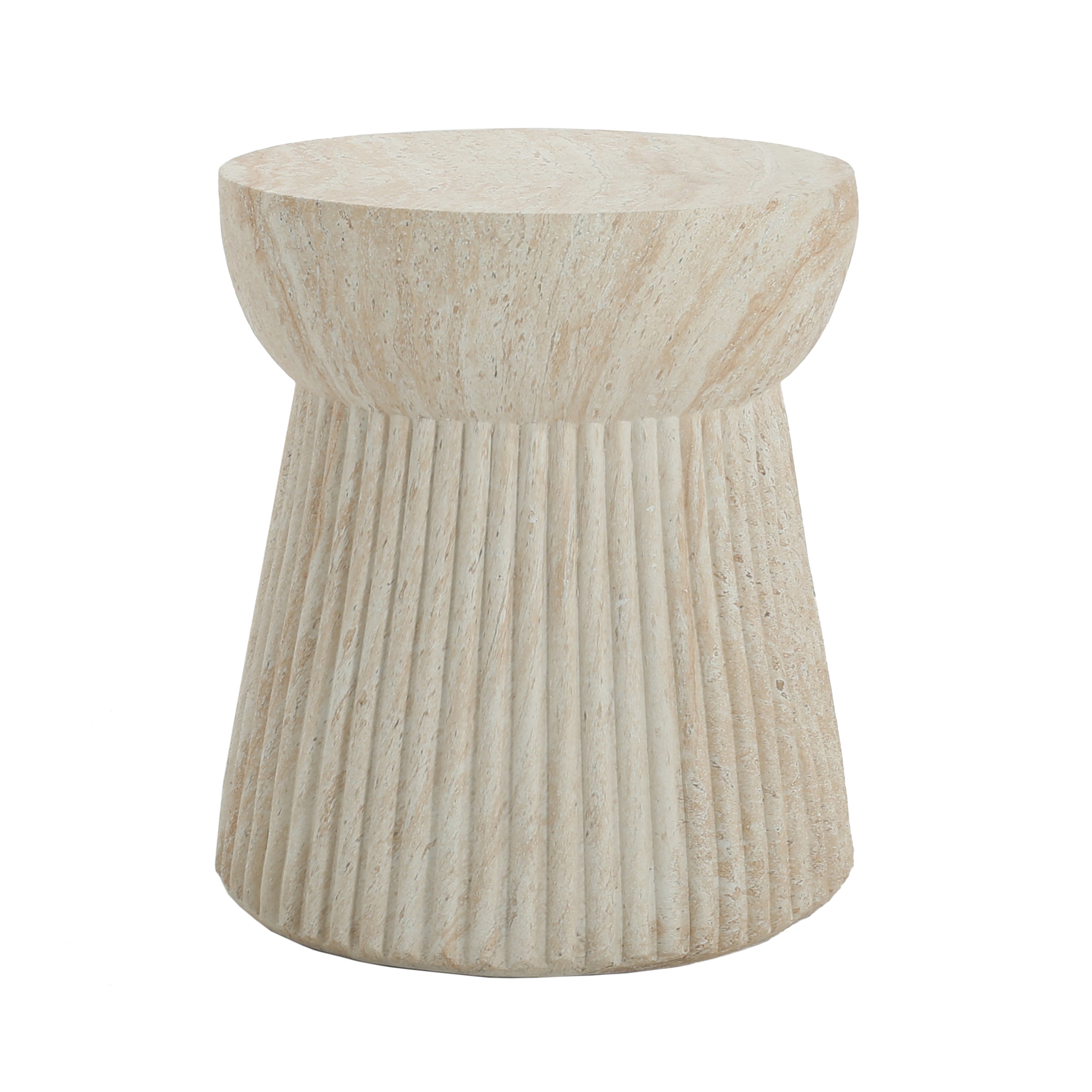 Christopher Knight Home Larrick Outdoor Concrete Side Table, Travertine, Travertine Pattern