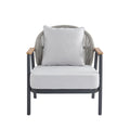 Christopher Knight Home Ove Outdoor Rope Weave Metal Club Chair with Cushion, Gray, Single