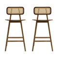 Christopher Knight Home Sacha Contemporary Rattan Weave Rubberwood Barstools (Set of 2), Walnut