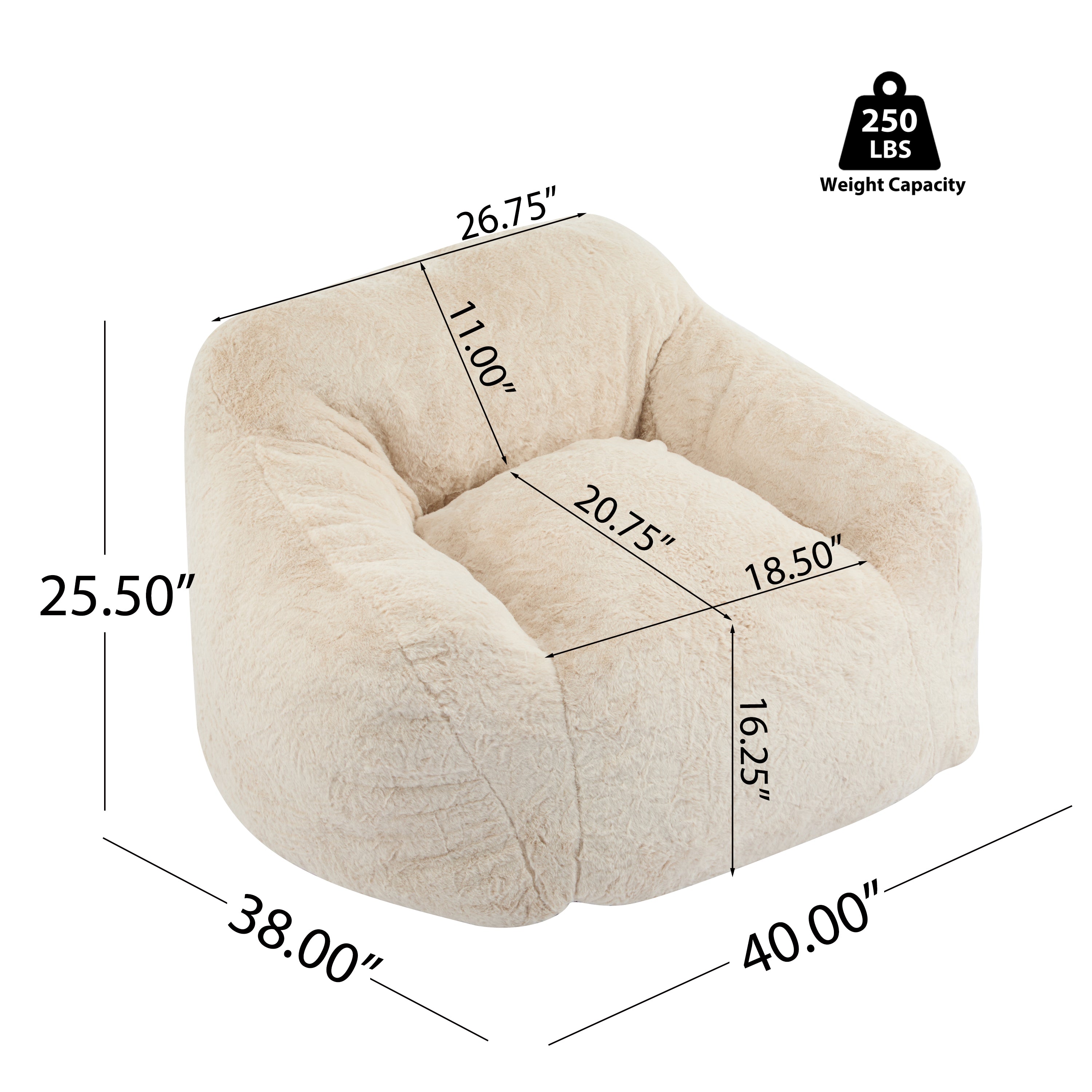 Christopher Knight Home Indoor Armchair Style Soft Bean Bag, Beige