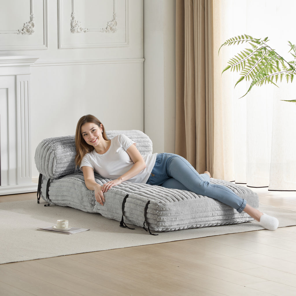 Christopher Knight Home Indoor Foldbable Versatile Soft Bean Bag Lounge chair, Light Gray