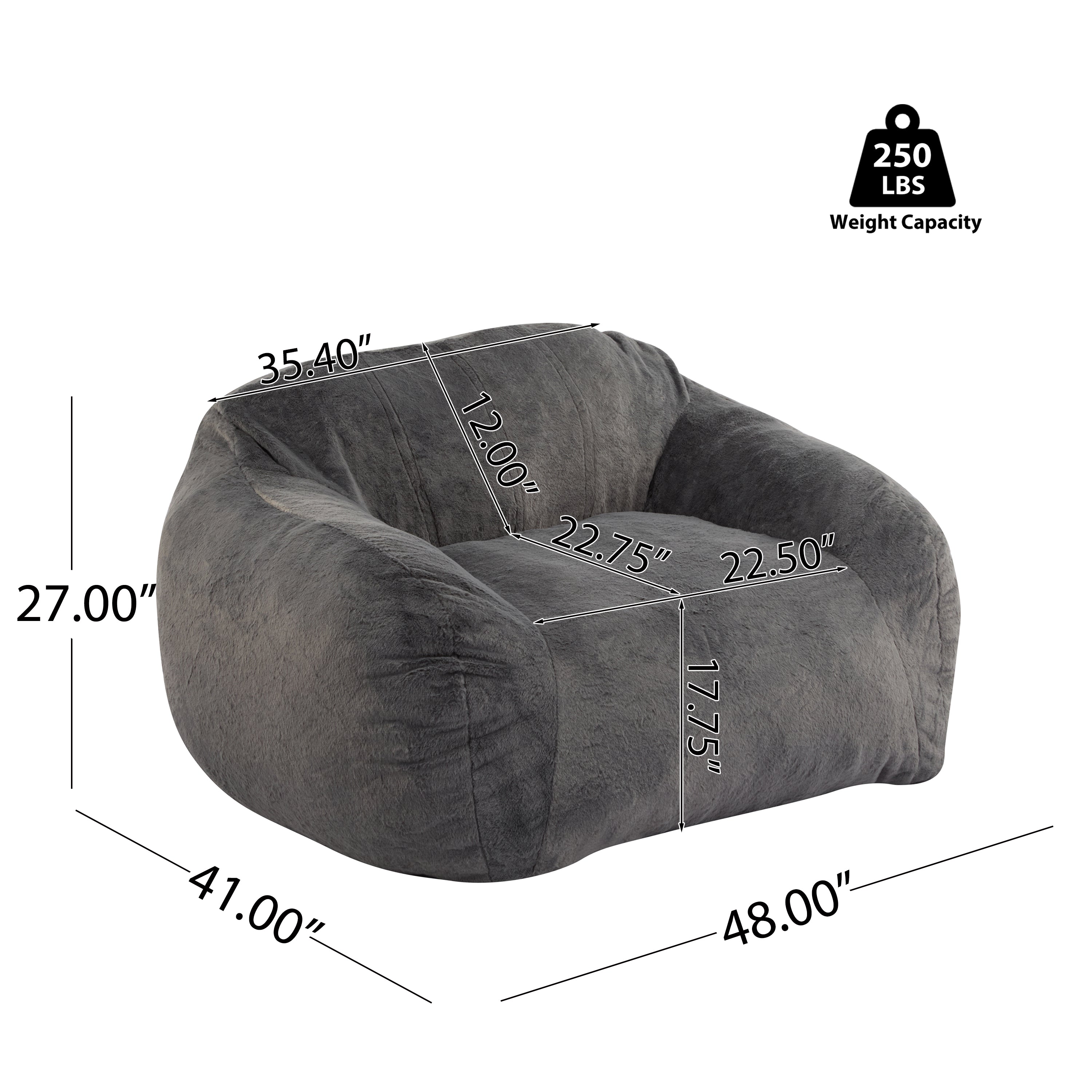 Christopher Knight Home Indoor Soft Bean Bag Chair, Faux Fur, Gray