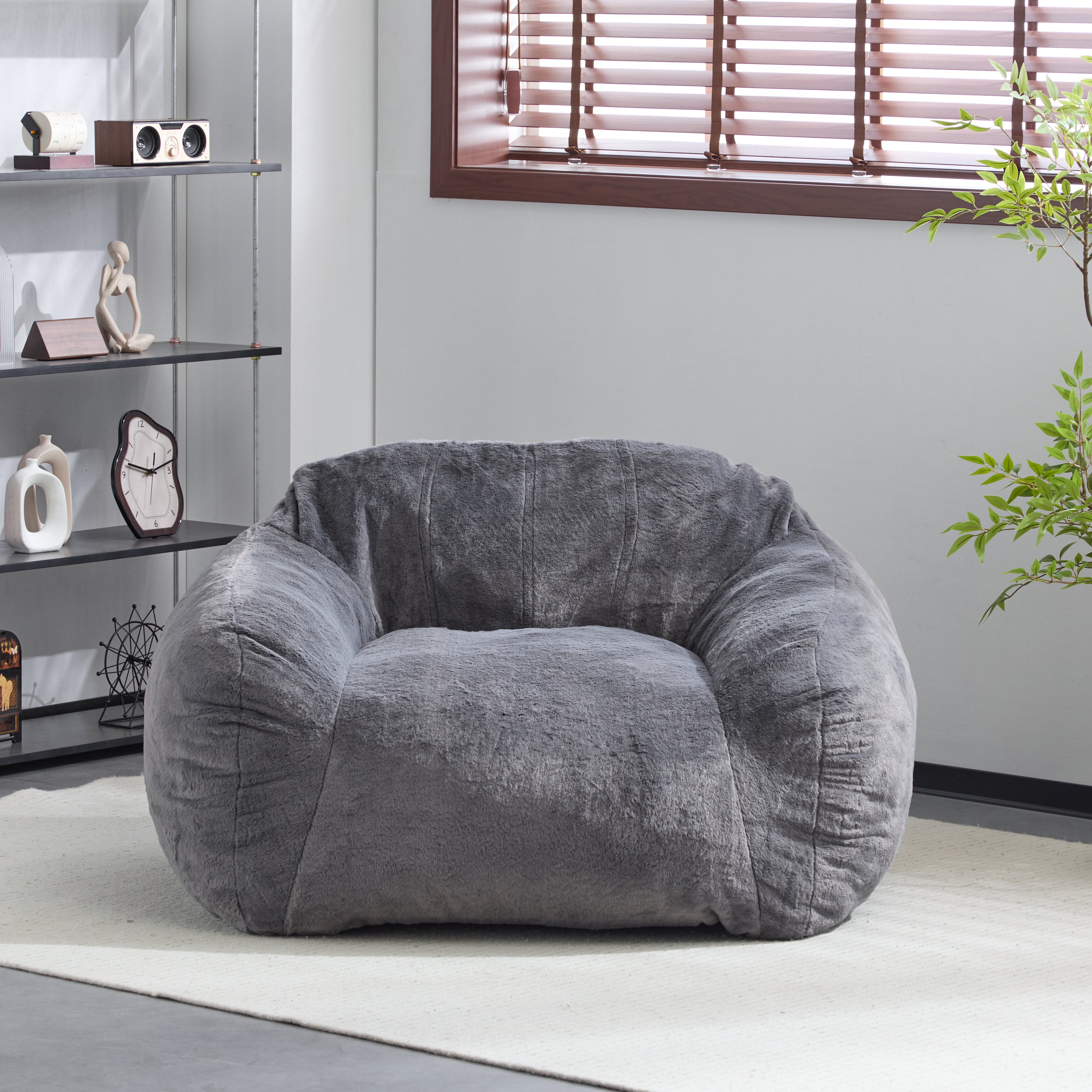 Christopher Knight Home Indoor Soft Bean Bag Chair, Faux Fur, Gray