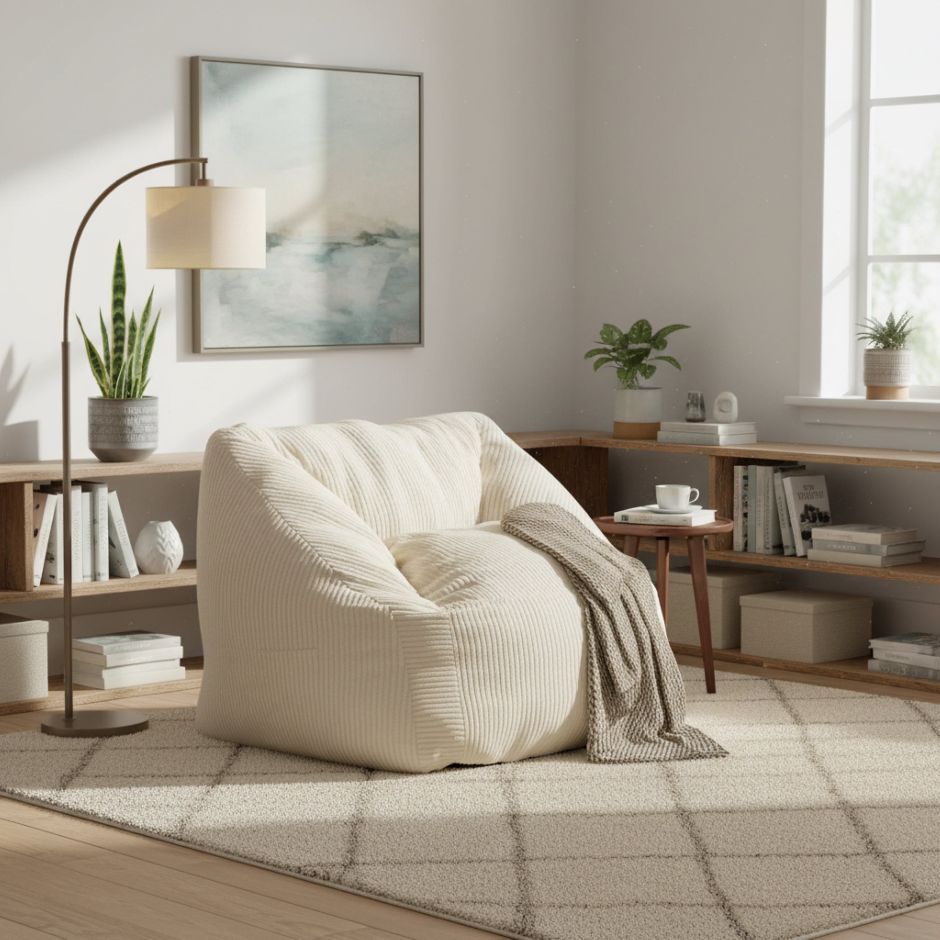 Christopher Knight Home Indoor Soft Bean Bag Chair, Faux Fur, Beige