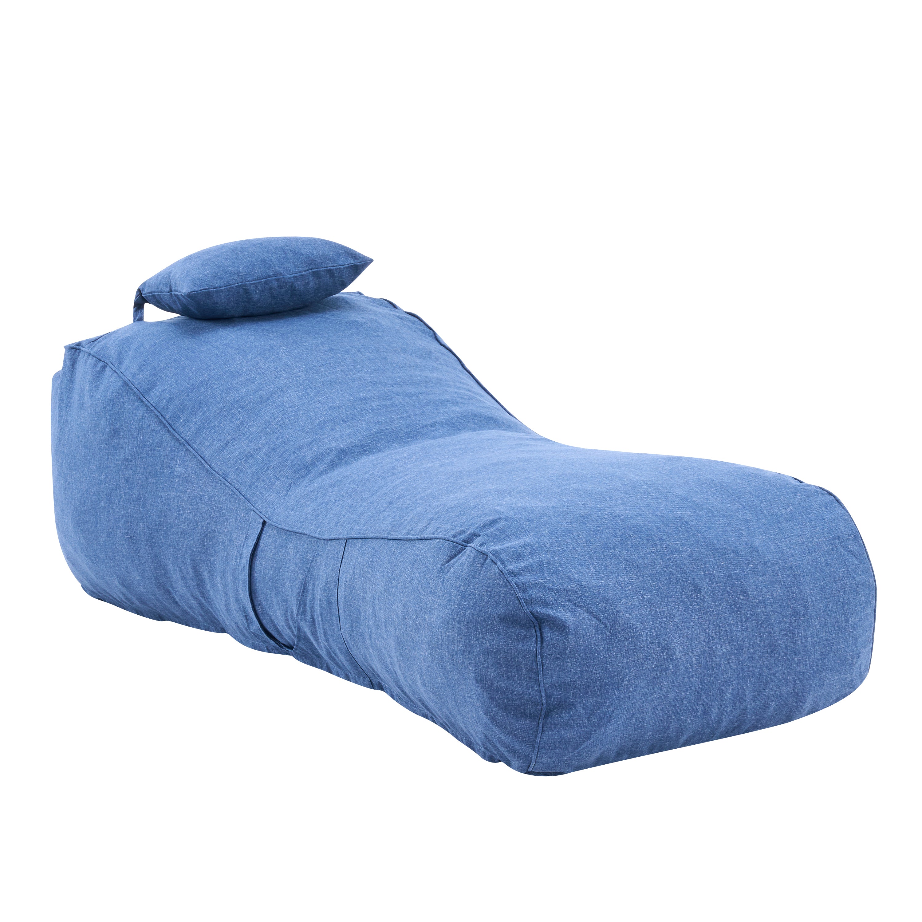 Outdoor Bean Bag Lounge Chair with Headrest, Ergonomic Shredded Foam Patio Lounger, Weather-Resistant Beige Bean Bag Sofa