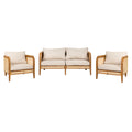 Christopher Knight Home 3 Piece Outdoor Rustic Acacia Wood and Rattan Seating Set(Table Not Included), Teak/Beige